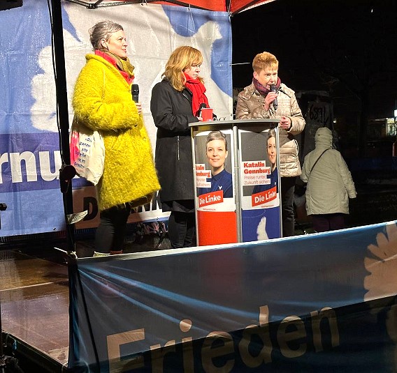 Linke Friedenskundgebung zum Wahlkampfauftakt in Marzahn-Hellersdorf; Foto: Heidi Wagner